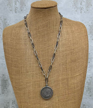 Load image into Gallery viewer, Crooked Creek Designs Antique Silver Greek Coin Chain
