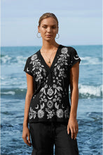 Load image into Gallery viewer, Johnny Was Los Angeles Oleander Button Neck Tee
