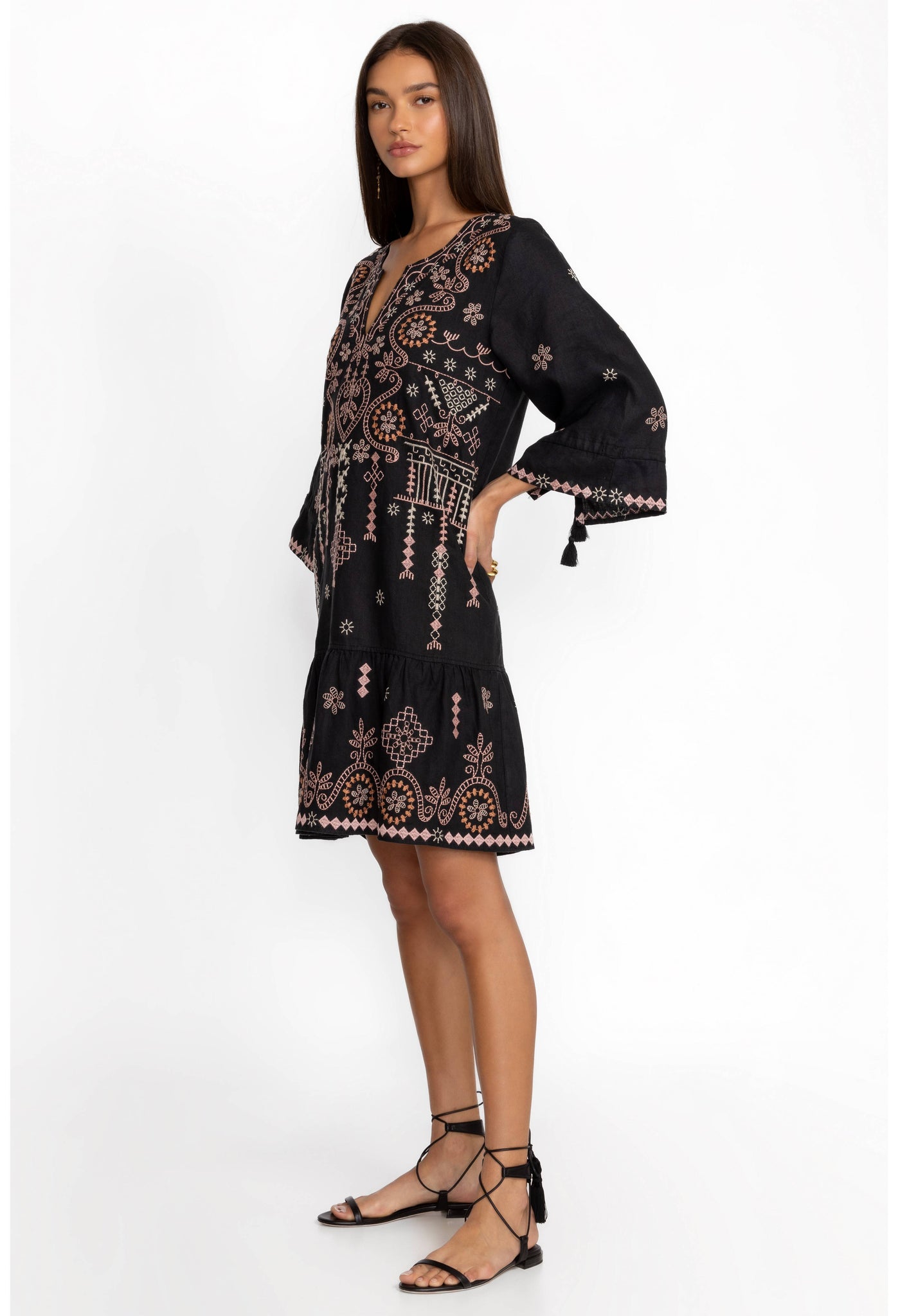 Johnny Was Faye Kimono Sleeve Flounce Dress – The Colony Shop Johnny Was Faye Kimono Sleeve Flounce Dress – The Colony Shop