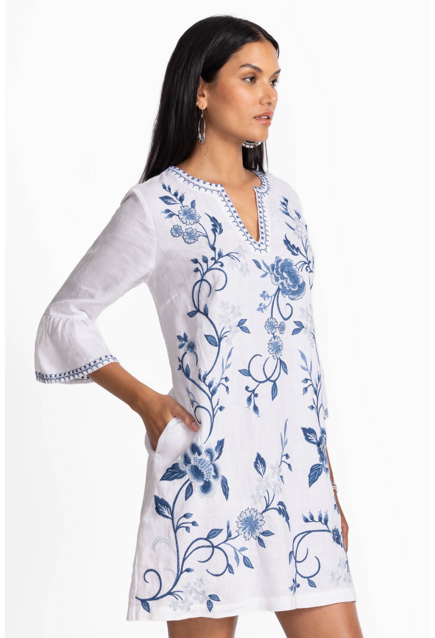 Johnny Was Madalei Ruffle Sleeve Linen Dress The Colony Shop Johnny Was Madalei Ruffle Sleeve Linen Dress The Colony Shop