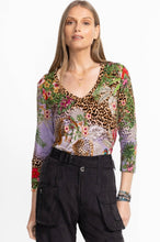 Load image into Gallery viewer, Johnny Was The Janie Favorite 3/4 Sleeve V‑Neck Swing Tee
