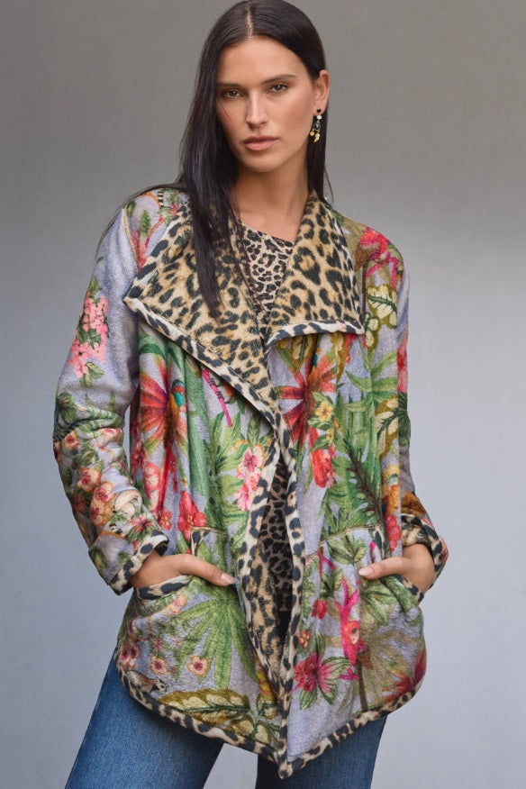 Johnny Was Reversible Joan Wrap Binded Sherpa Jacket