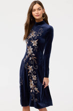 Load image into Gallery viewer, Johnny Was Stretch Velvet Mock Neck Dress
