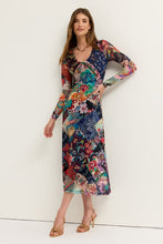 Load image into Gallery viewer, Johnny Was Long Sleeve V‑Neck Mesh Midi Dress
