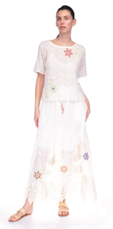 Johnny Was Nydia Appliqué Skirt (Lined)