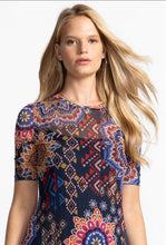 Load image into Gallery viewer, Johnny Was Mesh Elbow Sleeve Asymmetric Hem Dress
