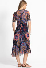 Load image into Gallery viewer, Johnny Was Mesh Elbow Sleeve Asymmetric Hem Dress
