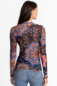 Johnny Was Natalie Long Sleeve Mesh Tee
