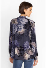 Load image into Gallery viewer, Johnny Was Grey Peony Puff Sleeve Mock Neck
