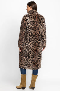 Johnny Was Leopard Long Faux Fur Jacket