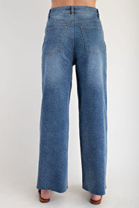 Easel Cheetah Print Washed Denim Jeans
